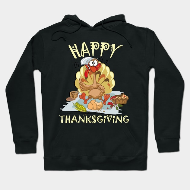 Thanksgiving Funny Turkey with Face Mask on his head Graphic Leaves and Pumpkin Pie Autumn Design Happy Thanksgiving Hoodie by tamdevo1